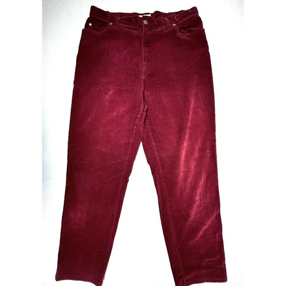St Johns Bay Corduroy Pants Jeans Women’s 14 31x30 Straight‎ High Crimson EUC - Picture 2 of 9